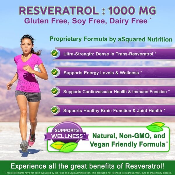 Resveratrol Puro 1000mg - Máximo Antioxidante Anti-Edad - 180 Cápsulas - aSquared Nutrition - Image 3