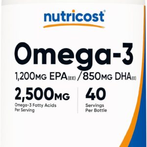 Omega 3 Aceite de Pescado 2500mg 1200mg EPA, 850mg DHA Nutricost
