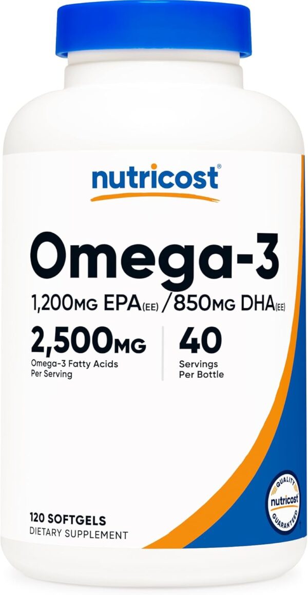 Omega 3 Aceite de Pescado 2500mg 1200mg EPA, 850mg DHA Nutricost